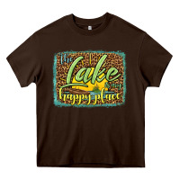 Chocolate Brown the lake is my happy place Heavy Core Tee - HRA Design Shop