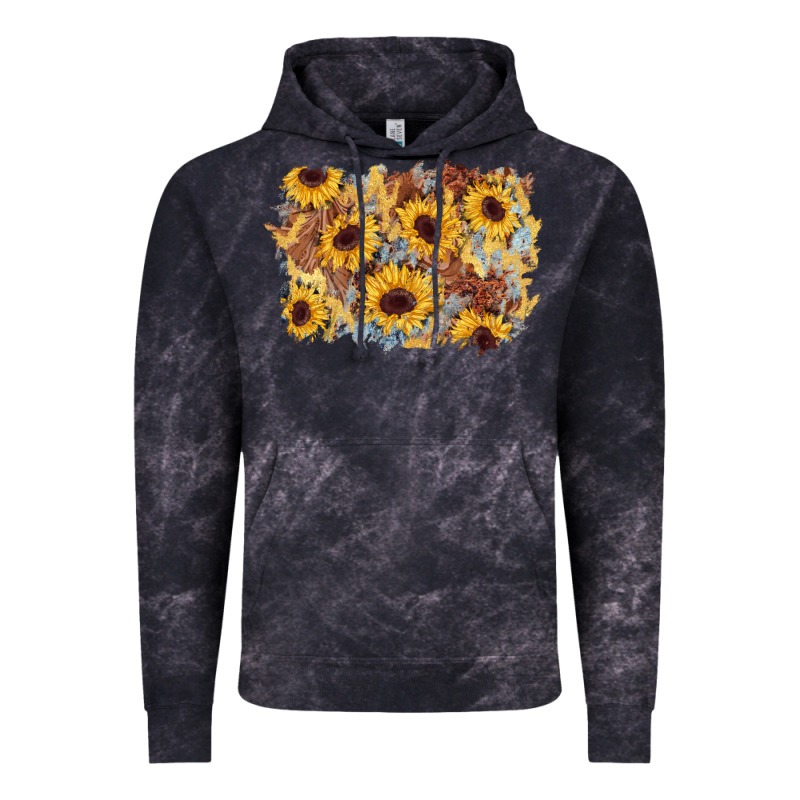 Sunflower Glitter Leather Background Vintage Hoodie by AdoDesignShop | Teevron
