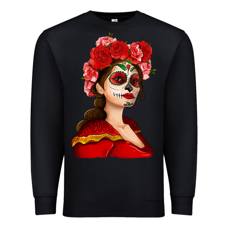 Sugar Skull Girl Premium Sweatshirt by NancyCooperArtShop | Teevron