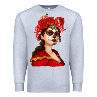 Heather Grey Sugar skull girl Premium Sweatshirt - NancyCooperArtShop