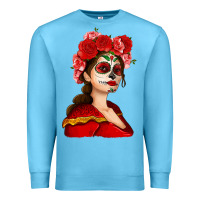 Ocean Blue Sugar skull girl Premium Sweatshirt - NancyCooperArtShop