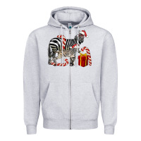 Heather Grey Christmas Zebra Baby And Mama Zipper Hoodie - LillyAllenDesigns