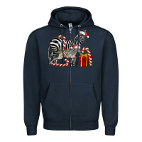 Navy Christmas Zebra Baby And Mama Zipper Hoodie - LillyAllenDesigns