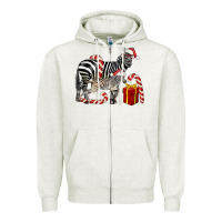 Oatmeal Heather Christmas Zebra Baby And Mama Zipper Hoodie - LillyAllenDesigns