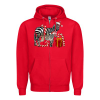 Red Christmas Zebra Baby And Mama Zipper Hoodie - LillyAllenDesigns