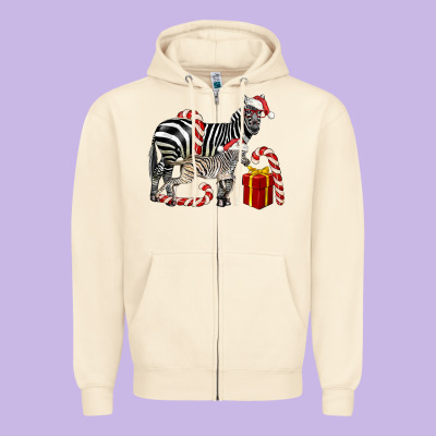 Christmas Zebra Baby And Mama Zipper Hoodie Designed By Lillyallendesigns