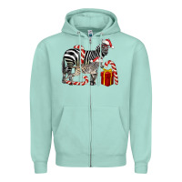 Seafoam Christmas Zebra Baby And Mama Zipper Hoodie - LillyAllenDesigns