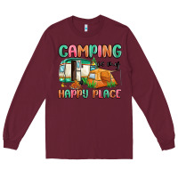 Burgundy camping is my happy place Long Sleeve Tee - MaliasSmallBusiness