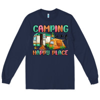 Navy camping is my happy place Long Sleeve Tee - MaliasSmallBusiness