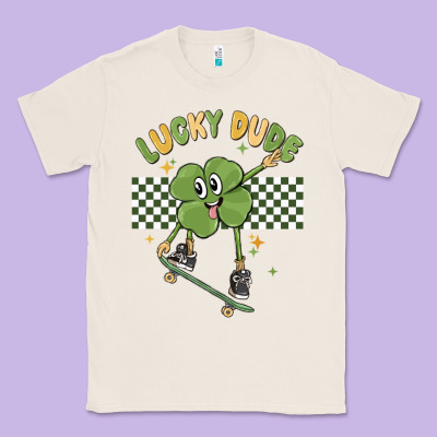 Lucky Dude Classic Tee Designed By Maliassmallbusiness