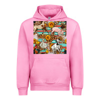 Fuchsia Pink Western Leopard Farm Animals Seamless Pattern Urban Hoodie - FaDigitalArtStudio