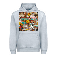 Heather Grey Western Leopard Farm Animals Seamless Pattern Urban Hoodie - FaDigitalArtStudio