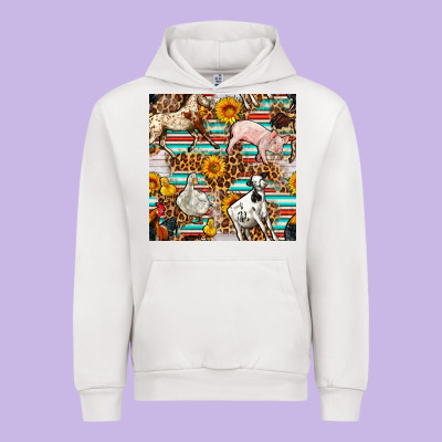 Western Leopard Farm Animals Seamless Pattern Urban Hoodie Designed By Fadigitalartstudio