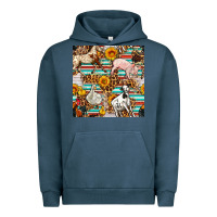 Pigment Midnight Navy Western Leopard Farm Animals Seamless Pattern Urban Hoodie - FaDigitalArtStudio
