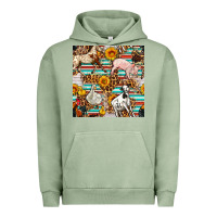 Pigment Oil Green Western Leopard Farm Animals Seamless Pattern Urban Hoodie - FaDigitalArtStudio