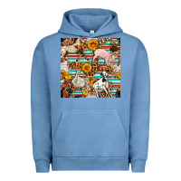 Pigment Pebble Blue Western Leopard Farm Animals Seamless Pattern Urban Hoodie - FaDigitalArtStudio