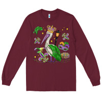 Burgundy mardi gras pelican Long Sleeve Tee - MaliasSmallBusiness