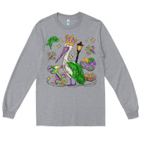 Heather Grey mardi gras pelican Long Sleeve Tee - MaliasSmallBusiness