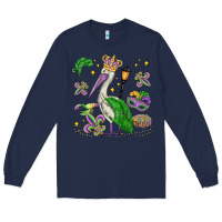 Navy mardi gras pelican Long Sleeve Tee - MaliasSmallBusiness