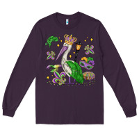 Plum mardi gras pelican Long Sleeve Tee - MaliasSmallBusiness