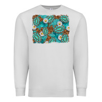 Dove Grey Leopard and Turquoise Gemstone Background Premium Sweatshirt - texasbilliewilder
