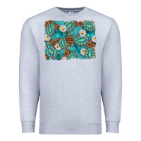 Heather Grey Leopard and Turquoise Gemstone Background Premium Sweatshirt - texasbilliewilder