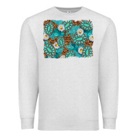 Oatmeal Heather Leopard and Turquoise Gemstone Background Premium Sweatshirt - texasbilliewilder