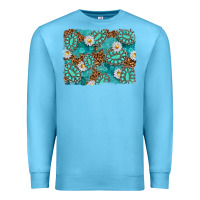 Ocean Blue Leopard and Turquoise Gemstone Background Premium Sweatshirt - texasbilliewilder