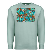 Seafoam Leopard and Turquoise Gemstone Background Premium Sweatshirt - texasbilliewilder