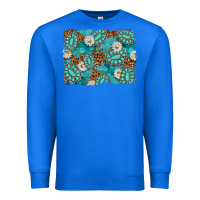True Royal Leopard and Turquoise Gemstone Background Premium Sweatshirt - texasbilliewilder