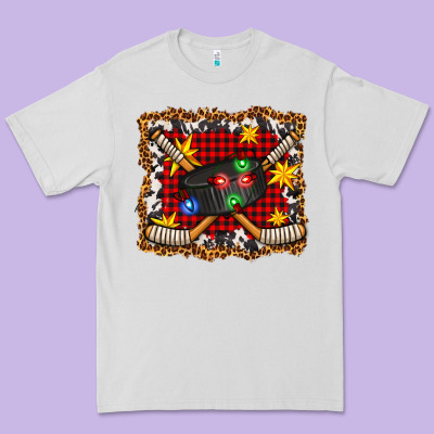 Hockey Christmas With Lights And Stars Premium Tee Designed By Fadigitalartstudio