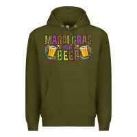 Army Green mardi gras and beer hjf Premium Hoodie - HowdyJamesFarm