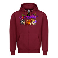Burgundy Counselor Halloween Zipper Hoodie - LillyAllenDesigns