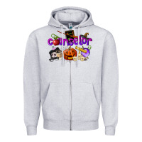 Heather Grey Counselor Halloween Zipper Hoodie - LillyAllenDesigns