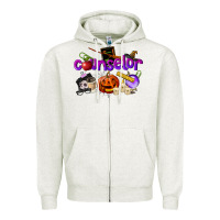 Oatmeal Heather Counselor Halloween Zipper Hoodie - LillyAllenDesigns