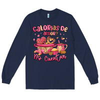 Navy calorias de amor no cuentan mexican valentines day Long Sleeve Tee - MaliasSmallBusiness