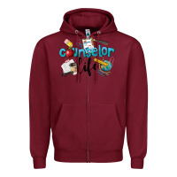 Burgundy Counselor Life Zipper Hoodie - LillyAllenDesigns