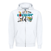 White Counselor Life Zipper Hoodie - LillyAllenDesigns