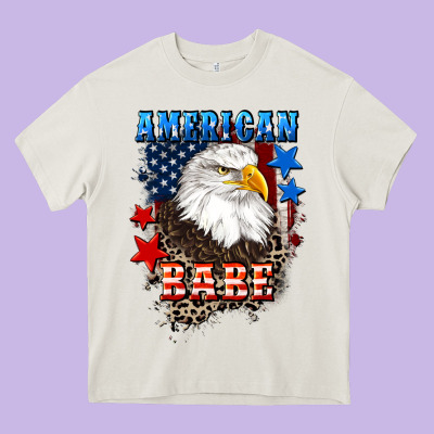 American Babe  4th Of July Heavy Core Tee Designed By Cowgirlartshop