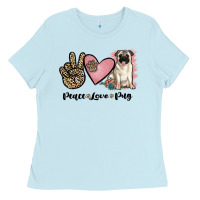 Baby Blue peace love pug Ladies Tee - JahusDesignShop