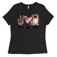 Black peace love pug Ladies Tee - JahusDesignShop