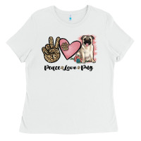 White peace love pug Ladies Tee - JahusDesignShop