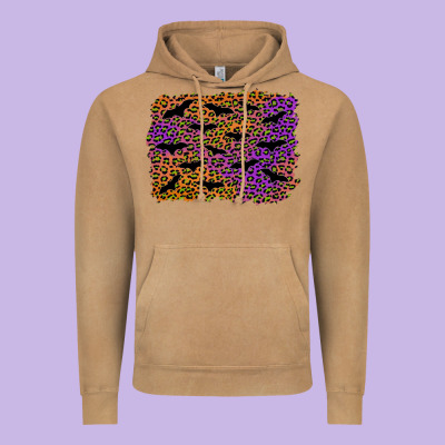 Halloween Leopard Bat Background Vintage Hoodie Designed By Adodesignshop