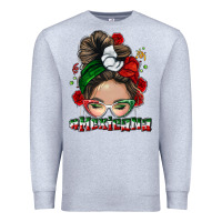Heather Grey Mexicana messy bun Premium Sweatshirt - NancyCooperArtShop