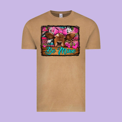 Be Mine Valentine's Day Cow Vintage Tee Designed By Jasminsmagicworld