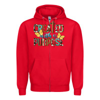 Red Created With A Purpose Zipper Hoodie - LillyAllenDesigns