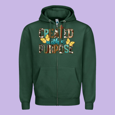 Created With A Purpose Zipper Hoodie Designed By Lillyallendesigns