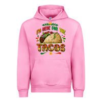 Fuchsia Pink I'm here for the tacos Urban Hoodie - FaDigitalArtStudio