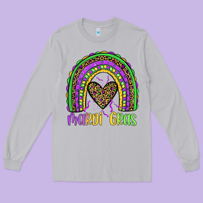 Mardi Gras Rainbow Long Sleeve Tee Designed By Jahusdesignshop