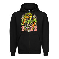 Black Happy Easter 2023 Zipper Hoodie - LillyAllenDesigns